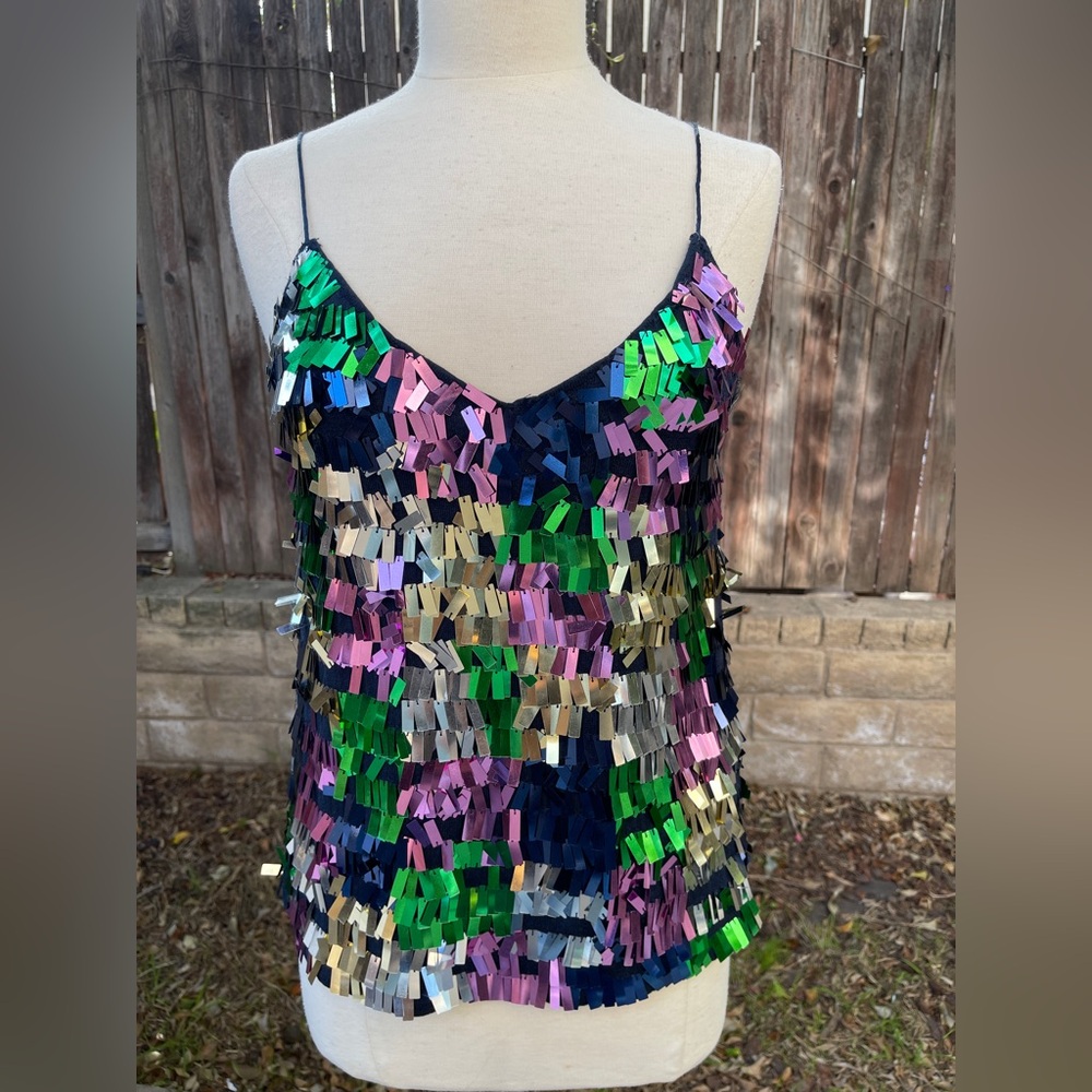 Zara Multicolor Sequin Camisole Top
